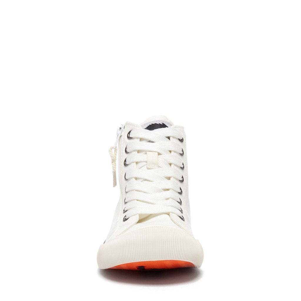 Jazzin White Canvas High-Top Trainer