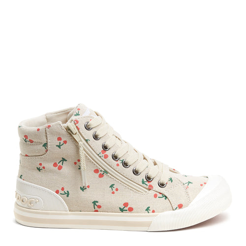 Jazzin Cherry Print Recycled Cotton High-top Trainers