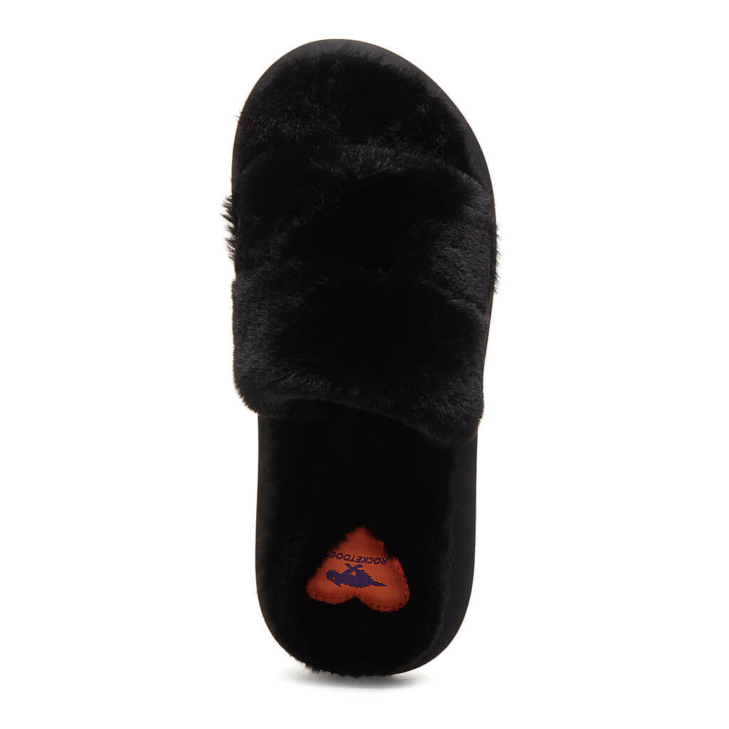 Fluffy Black Slippers Size 6/7 - Ciara's Boutique