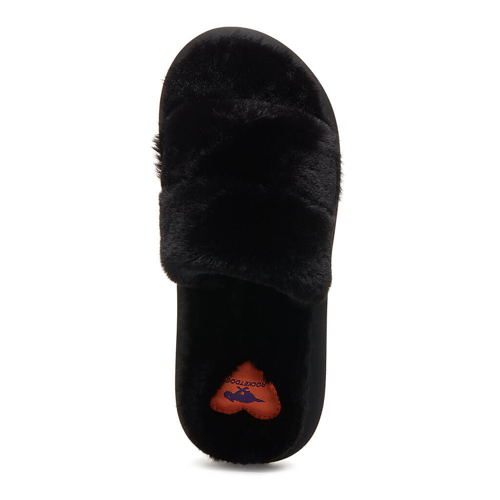 Rocket Dog | Stratus Black Fur Slide Slipper