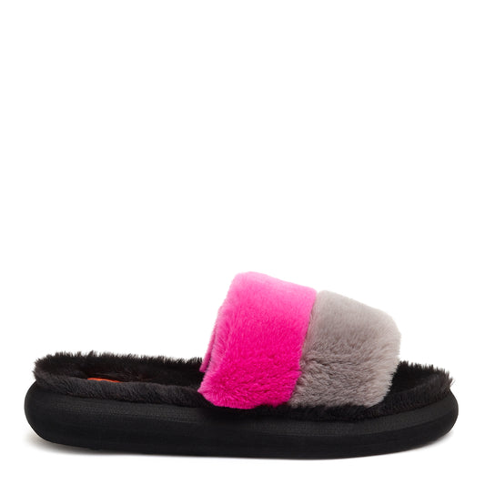 Rocket Dog | Stratus Grey Pink Fur Slide Slipper